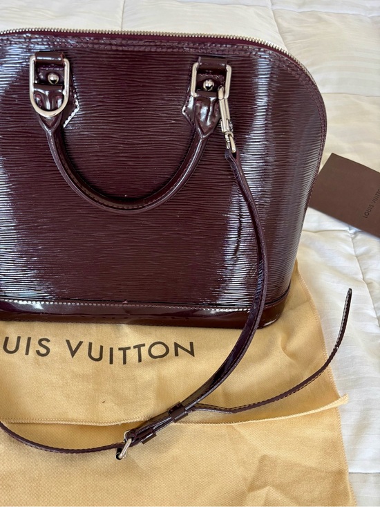 Louis Vuitton Handbags - Louis Vuitton Burgundy Alma BB Epi Leather Satchel with Strap